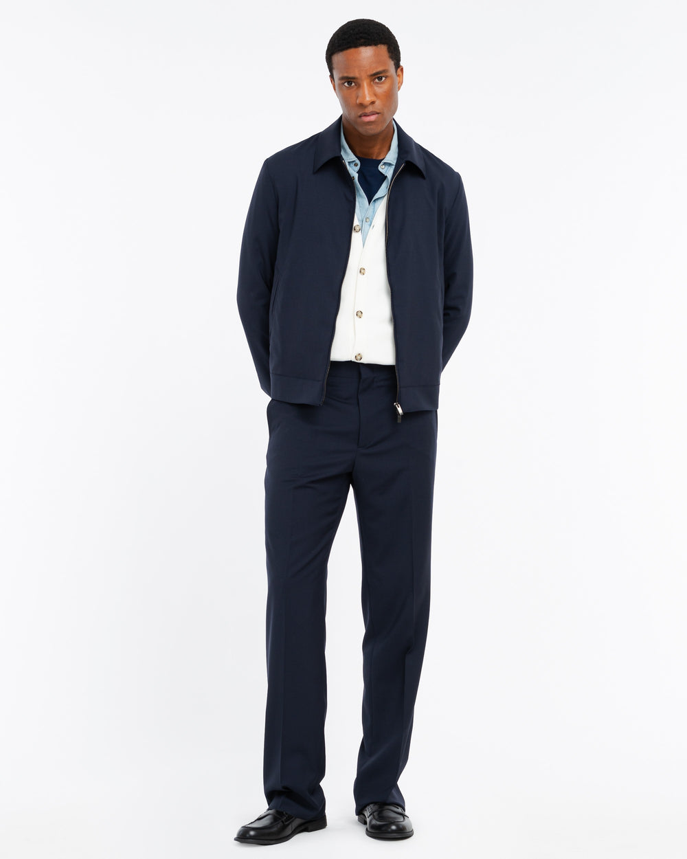 blue cool stretch wool jacket