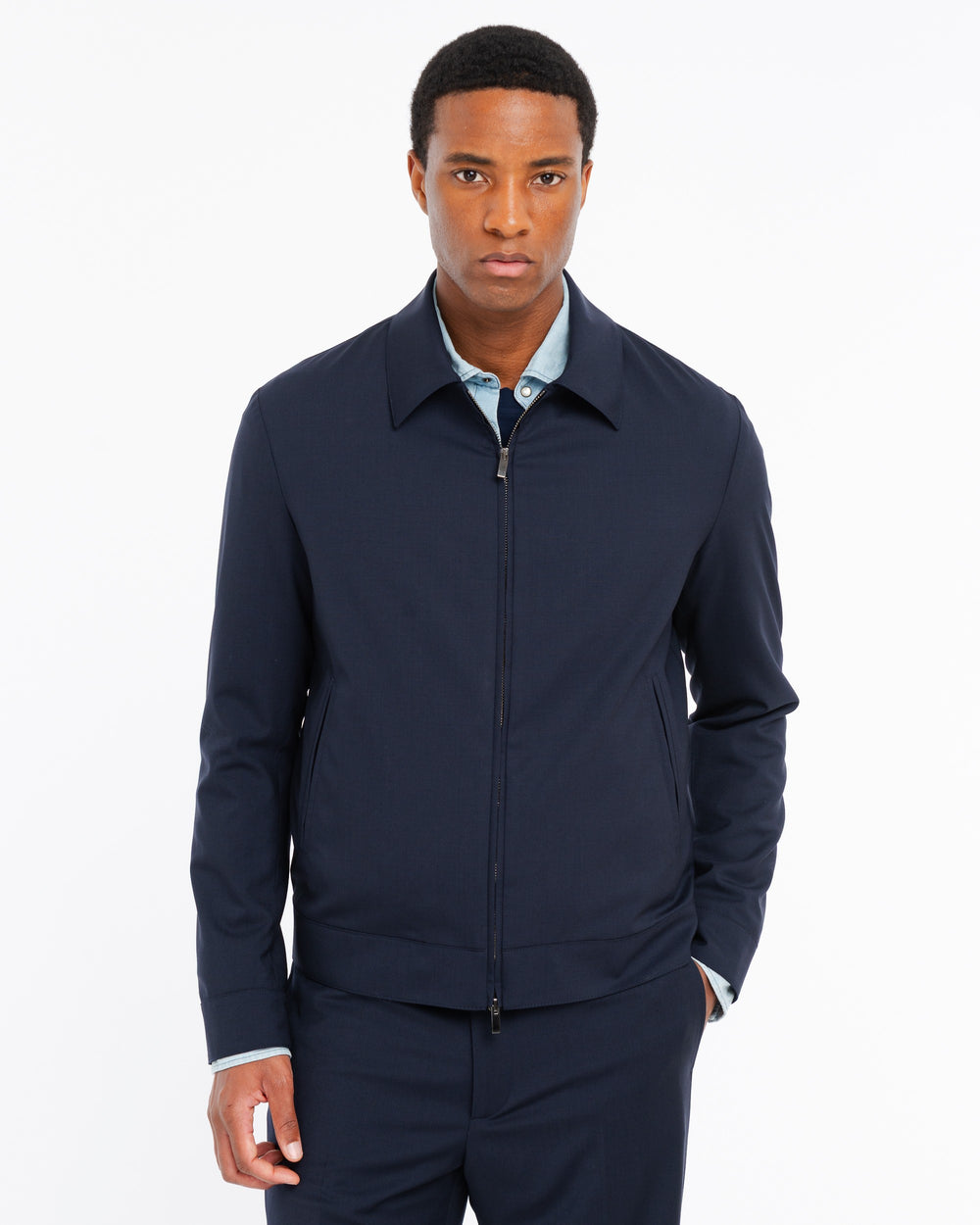 blue cool stretch wool jacket