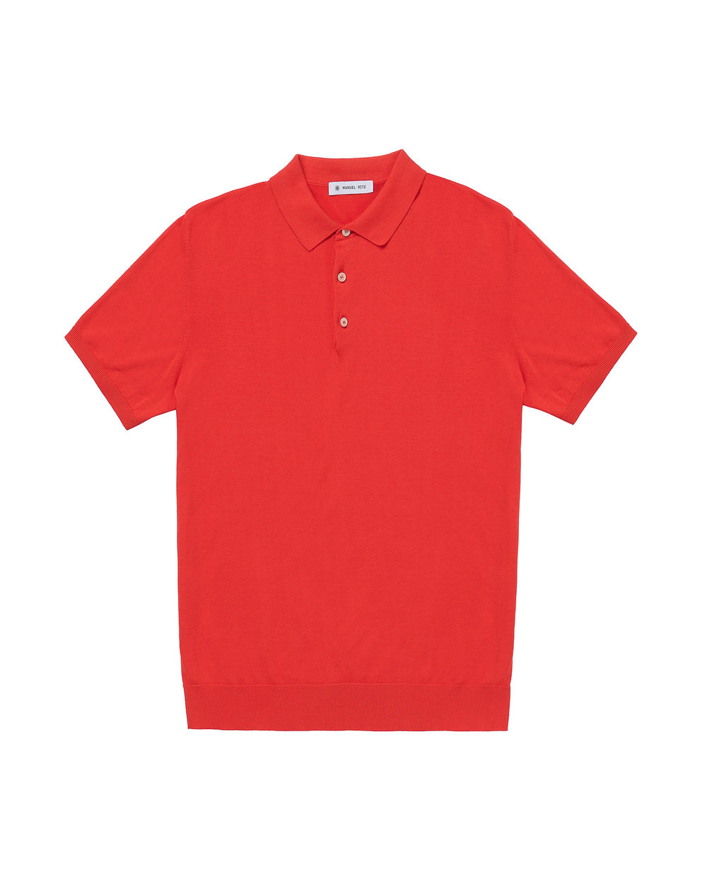 red cotton knit polo shirt