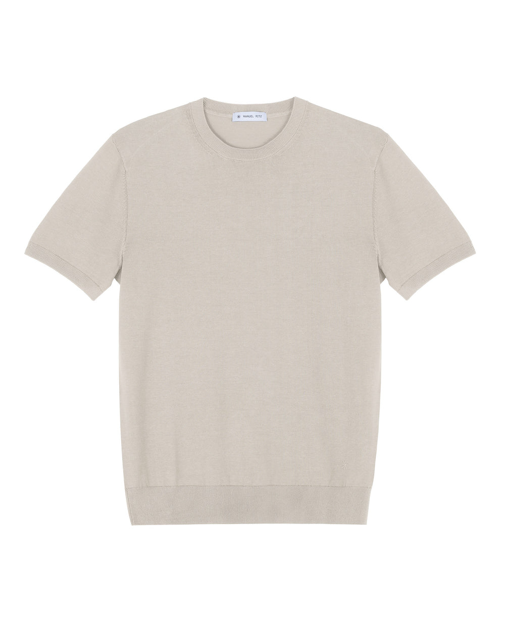 beige cotton knit t-shirt