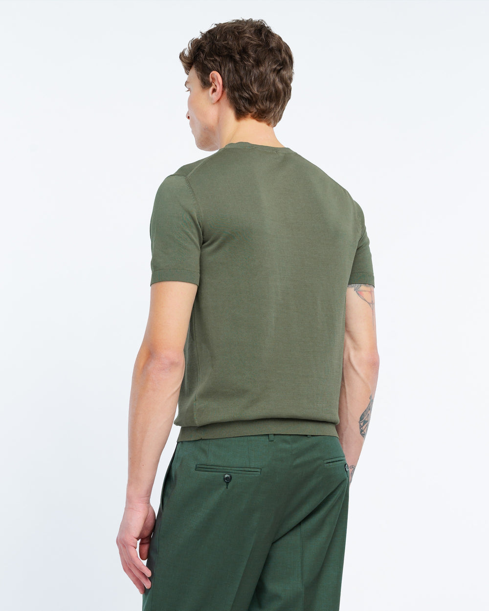 green cotton knit t-shirt