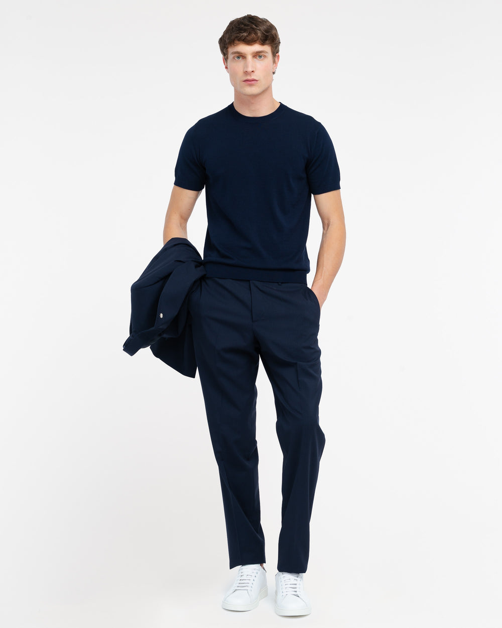 blue cotton knit t-shirt