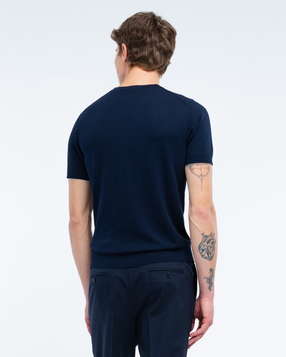 blue cotton knit t-shirt