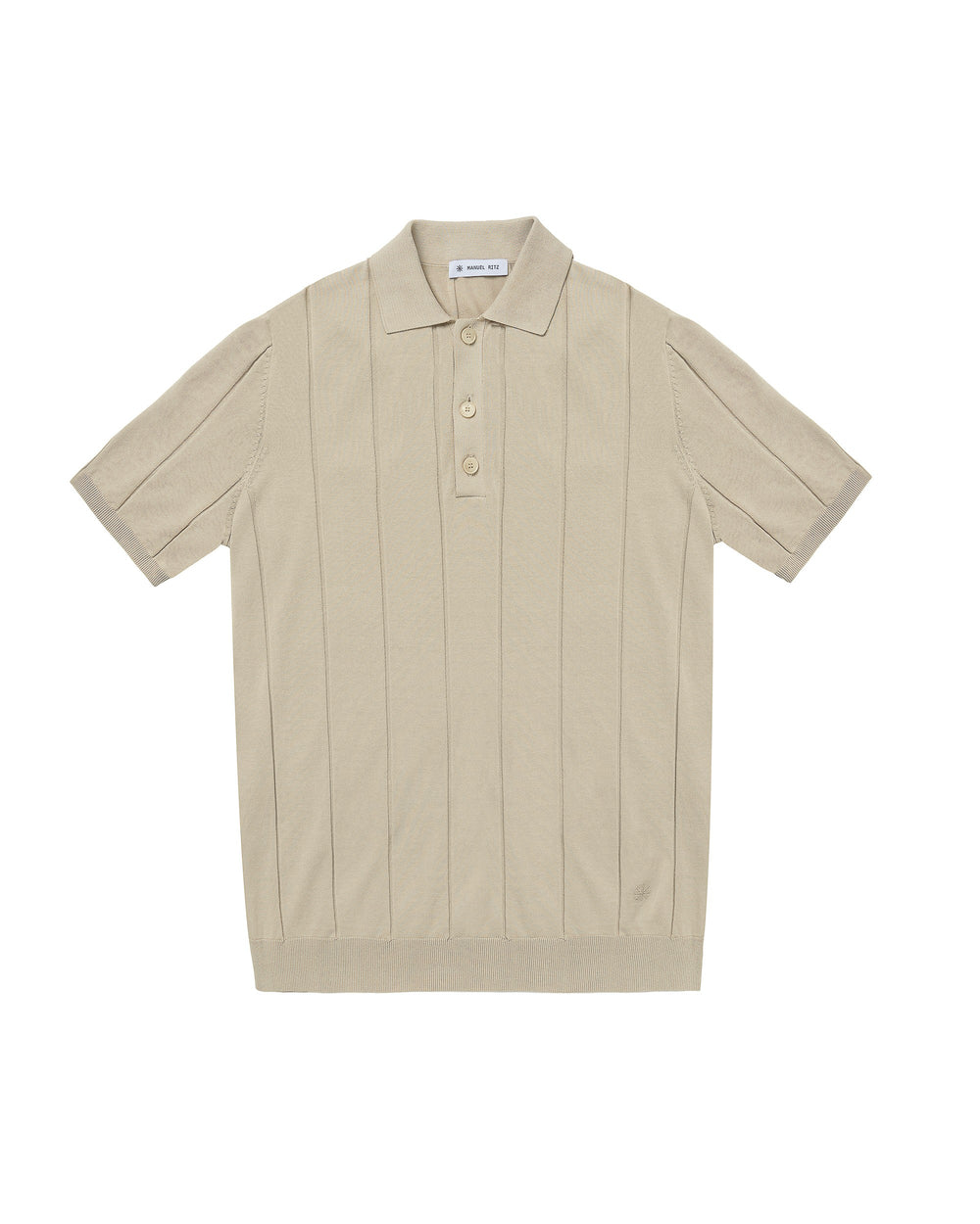 beige flat fronted cotton polo shirt