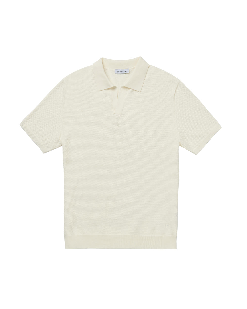 white open collar polo shirt in cotton