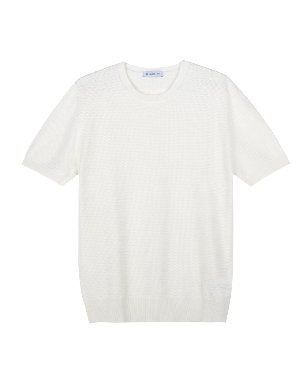 white zigzag knit t-shirt