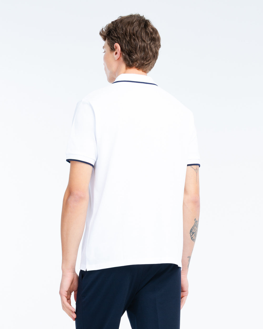 white contrasting piquet polo shirt