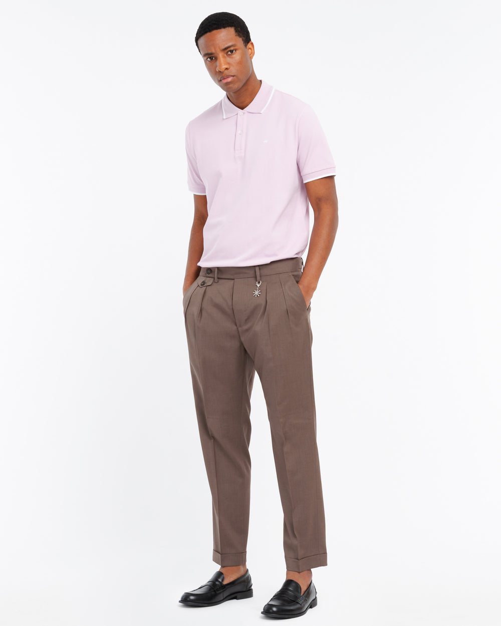 pink contrasting piquet polo shirt