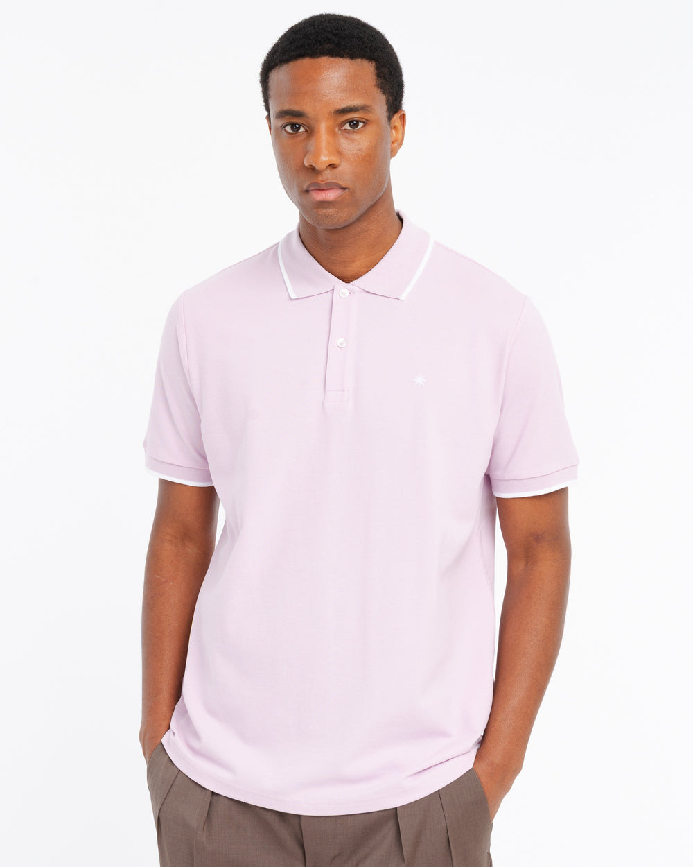 pink contrasting piquet polo shirt