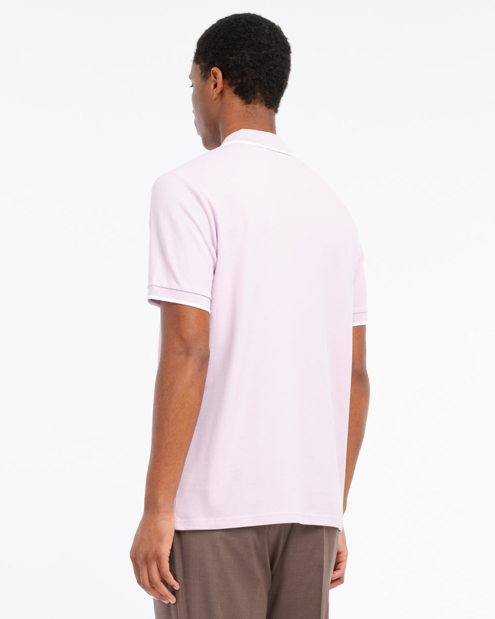 pink contrasting piquet polo shirt