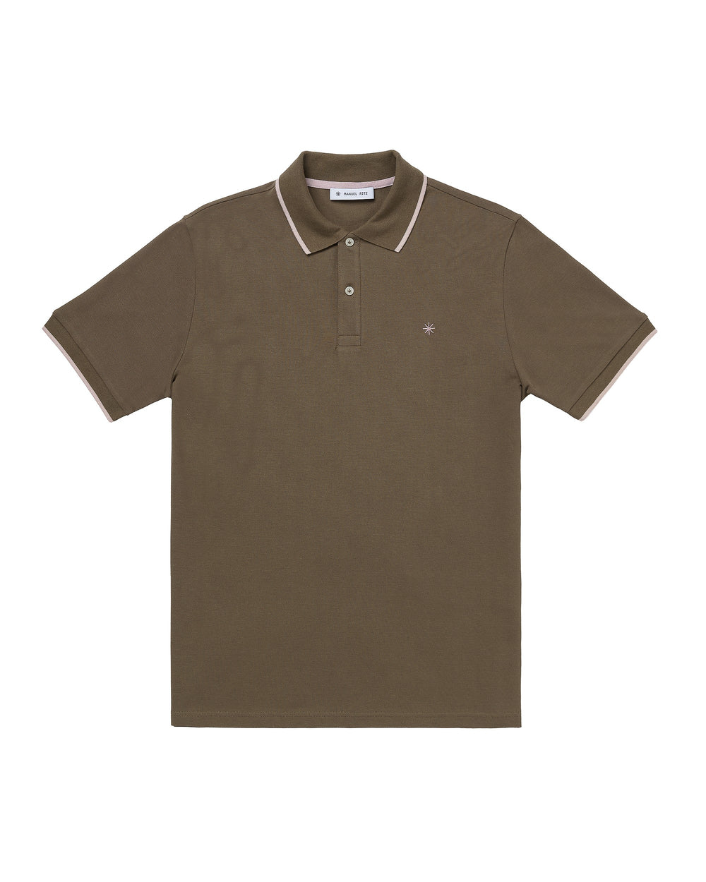 brown contrasting piquet polo shirt