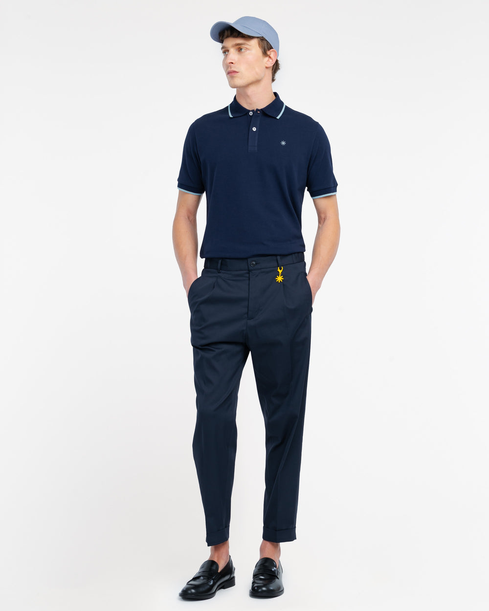 blue contrasting piquet polo shirt