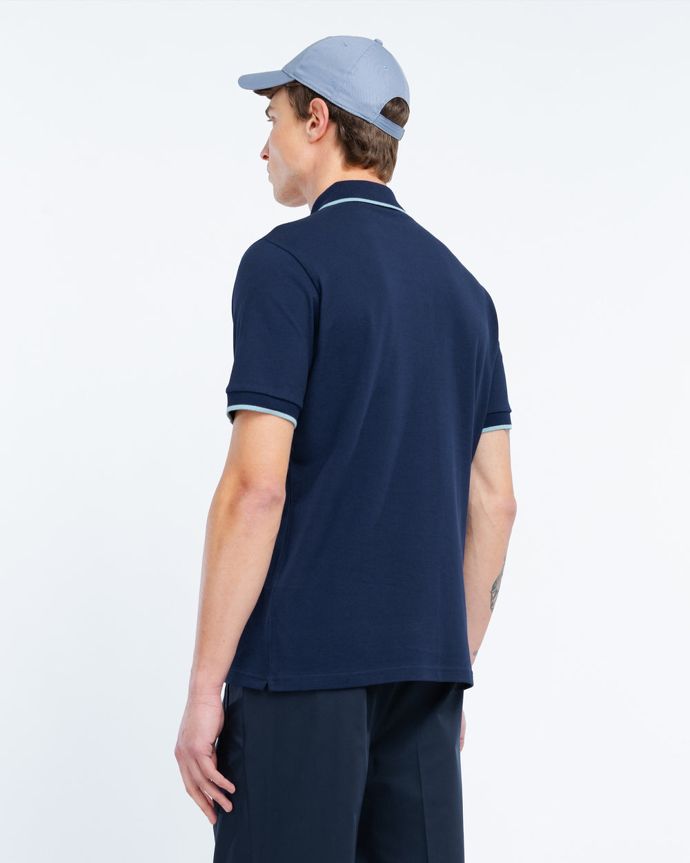 blue contrasting piquet polo shirt