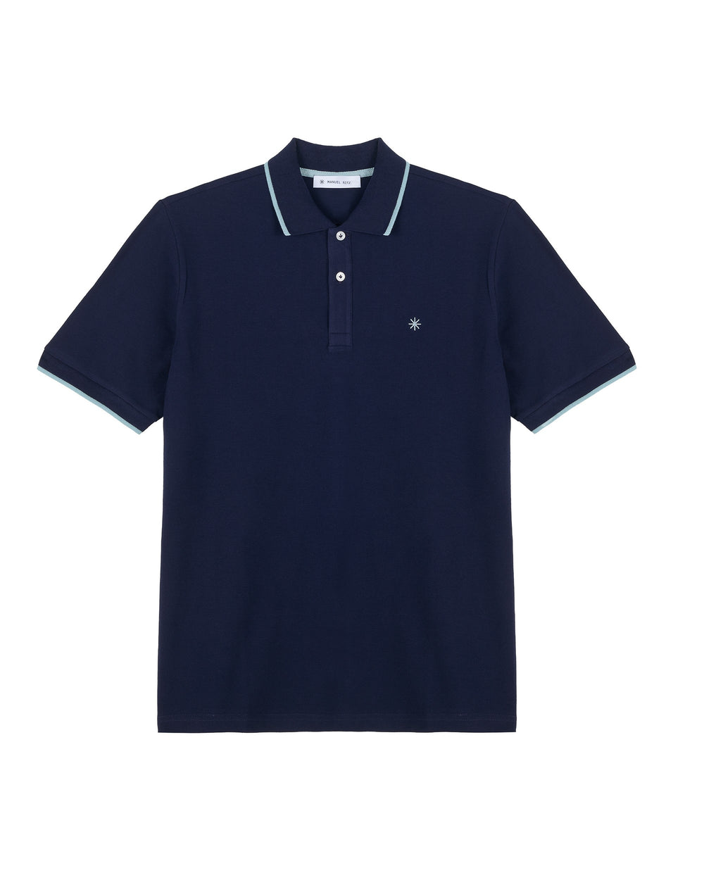 blue contrasting piquet polo shirt
