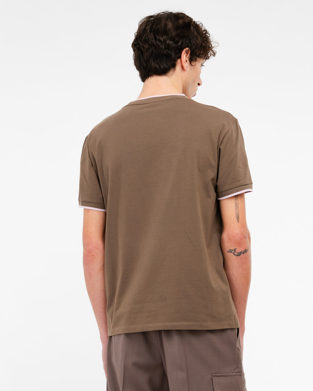 brown contrast stretch cotton jersey t-shirt