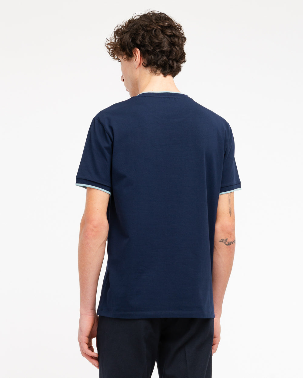 blue contrast stretch cotton jersey t-shirt