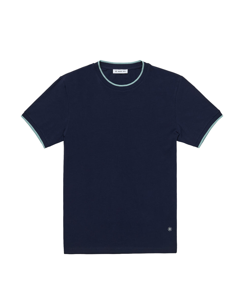 blue contrast stretch cotton jersey t-shirt