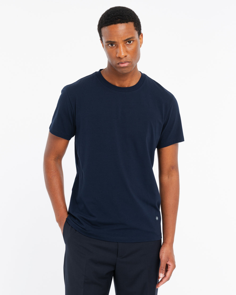 blue stretch cotton jersey t-shirt