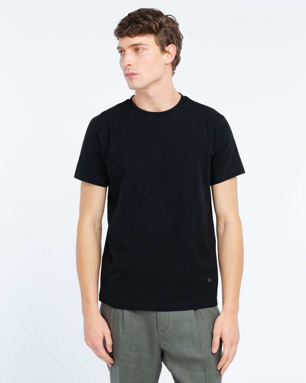 black stretch cotton jersey t-shirt