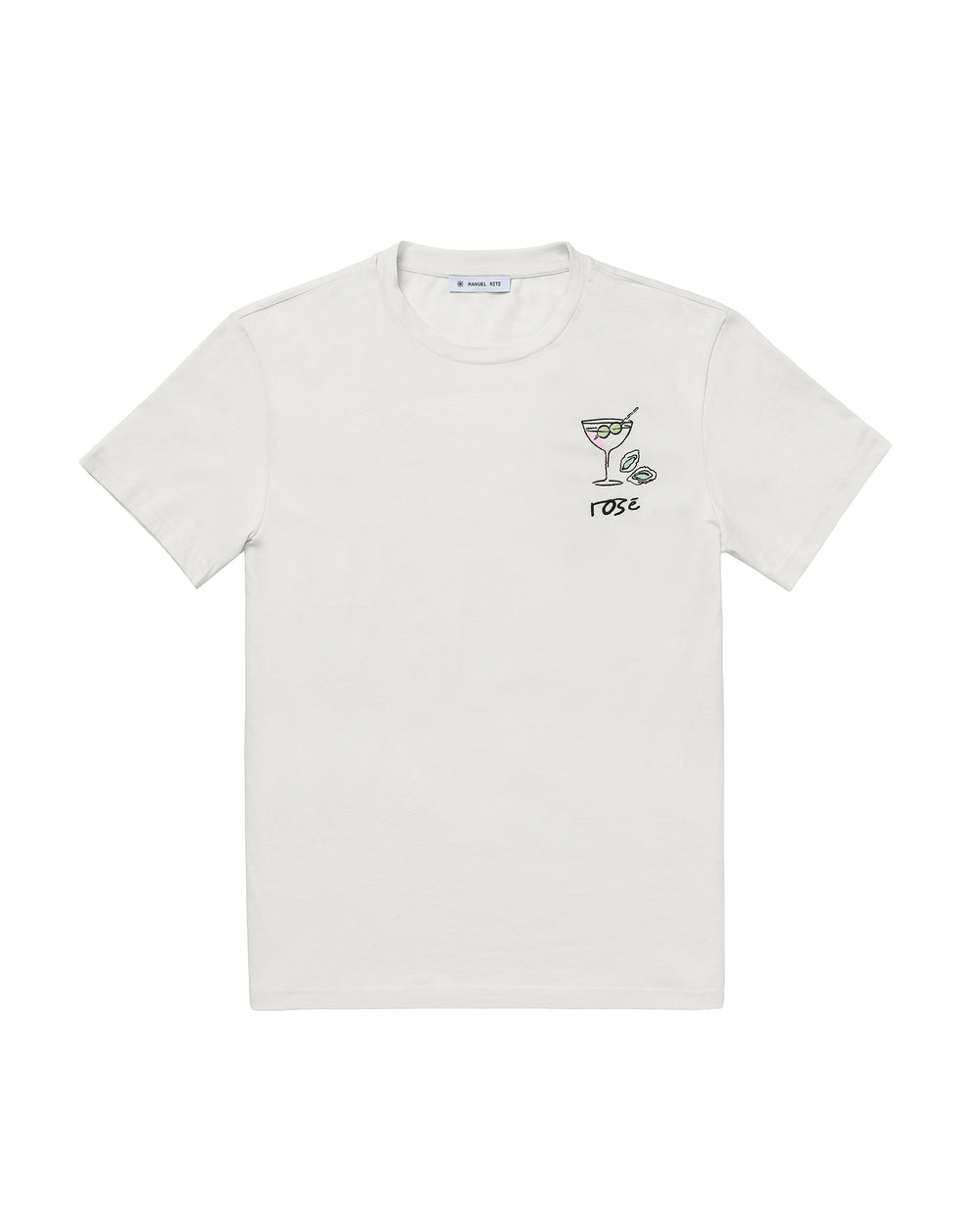 white cotton jersey ``cocktail`` t-shirt