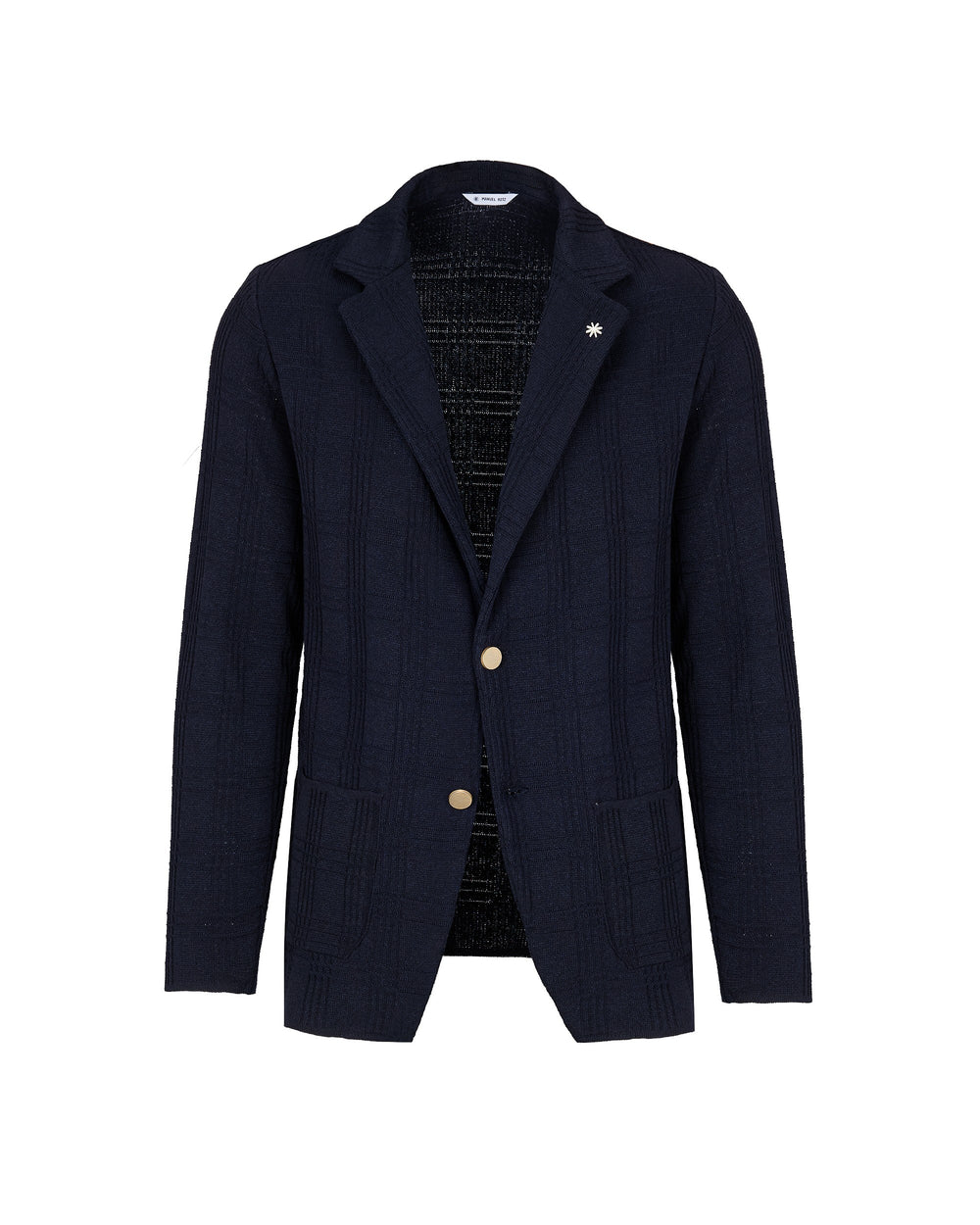 blue tone on tone welsh knit blazer in cotton blend