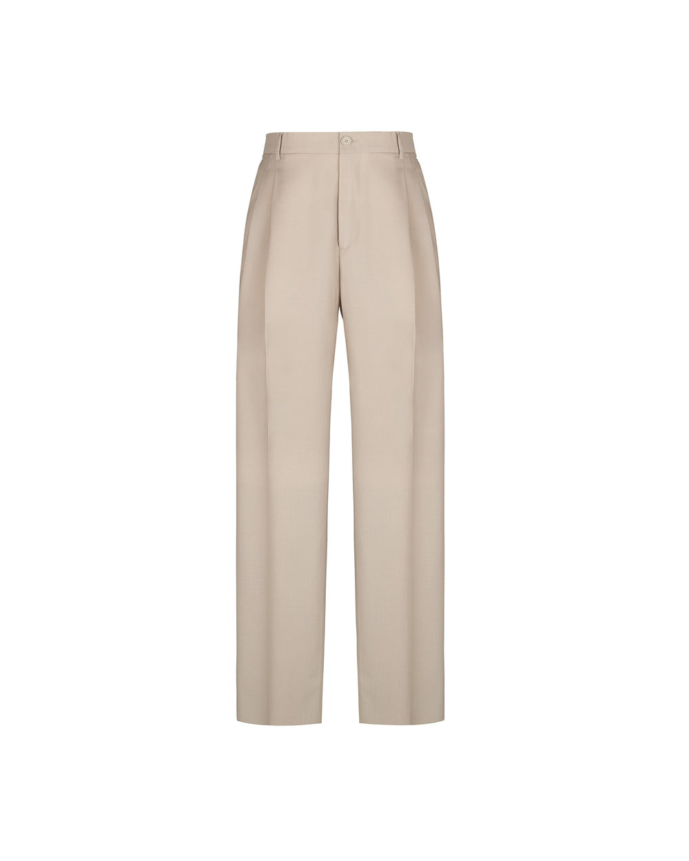 beige relaxed fit double pleat trousers in cool stretch wool