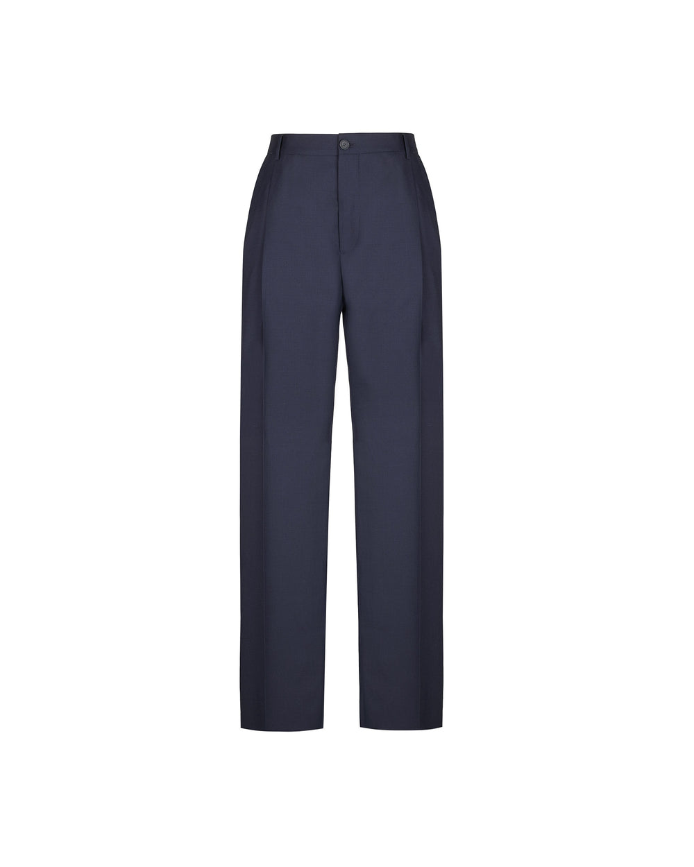 blue relaxed fit double pleat trousers in cool stretch wool