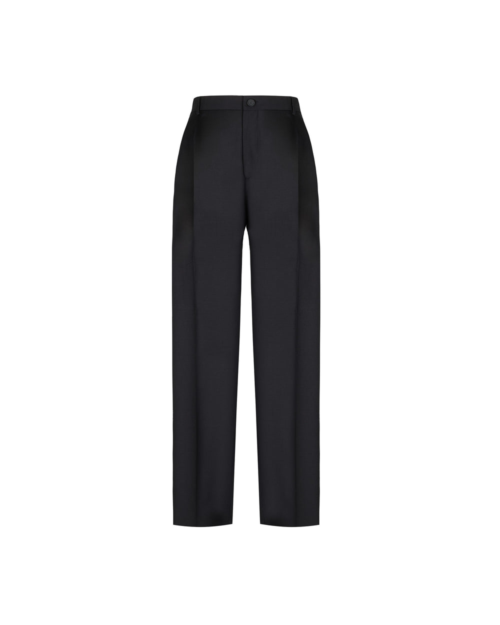 black relaxed fit double pleat trousers in cool stretch wool
