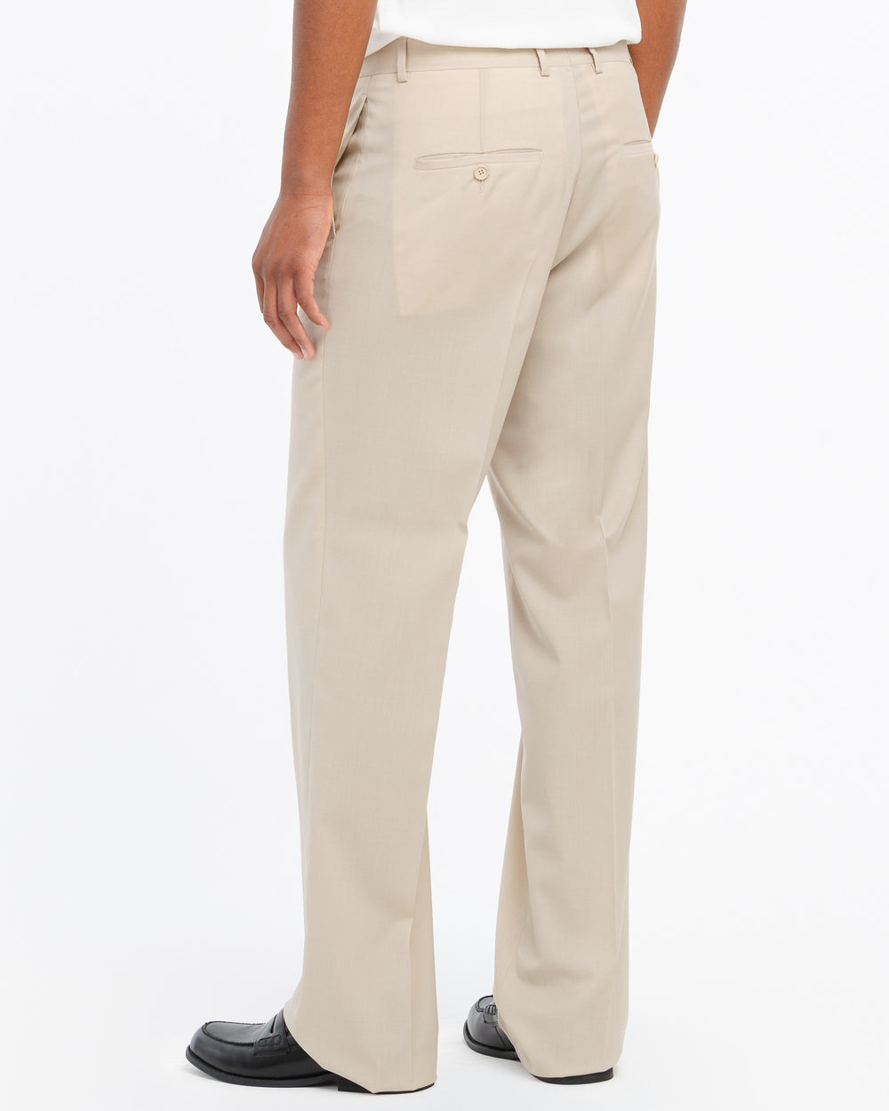 beige relaxed fit cool stretch wool chinos