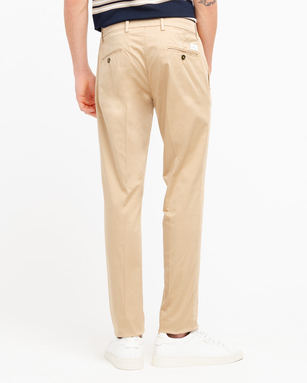 beige stretch cotton satin skinny trousers