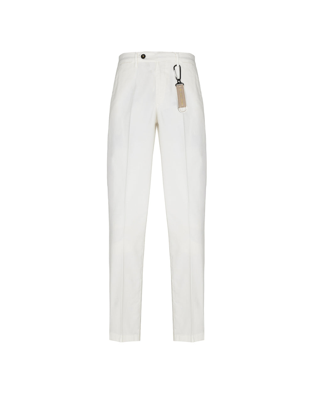 white slim fit micro textured stretch cotton trousers