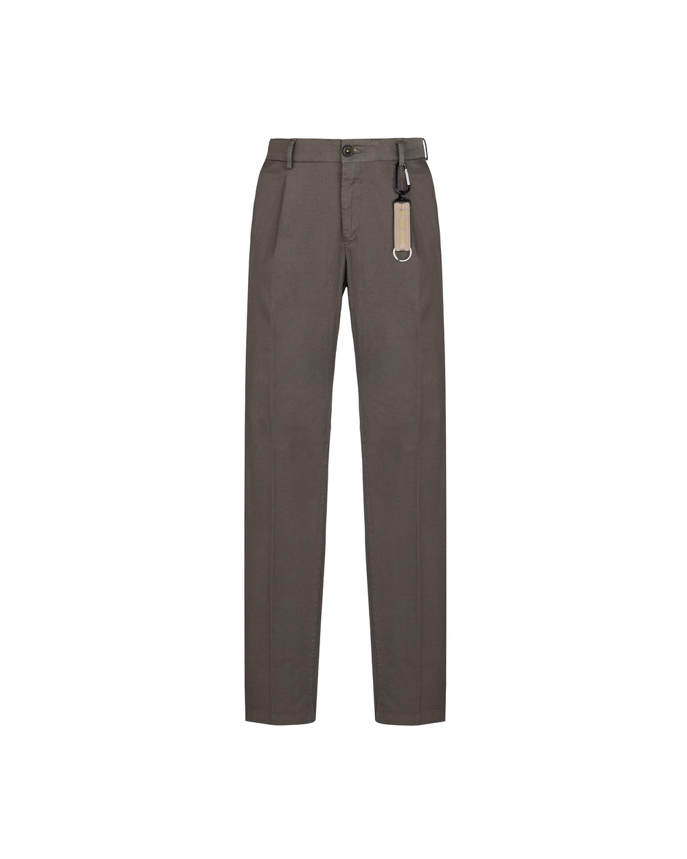 brown micro texture twill cotton stretch pleated trousers
