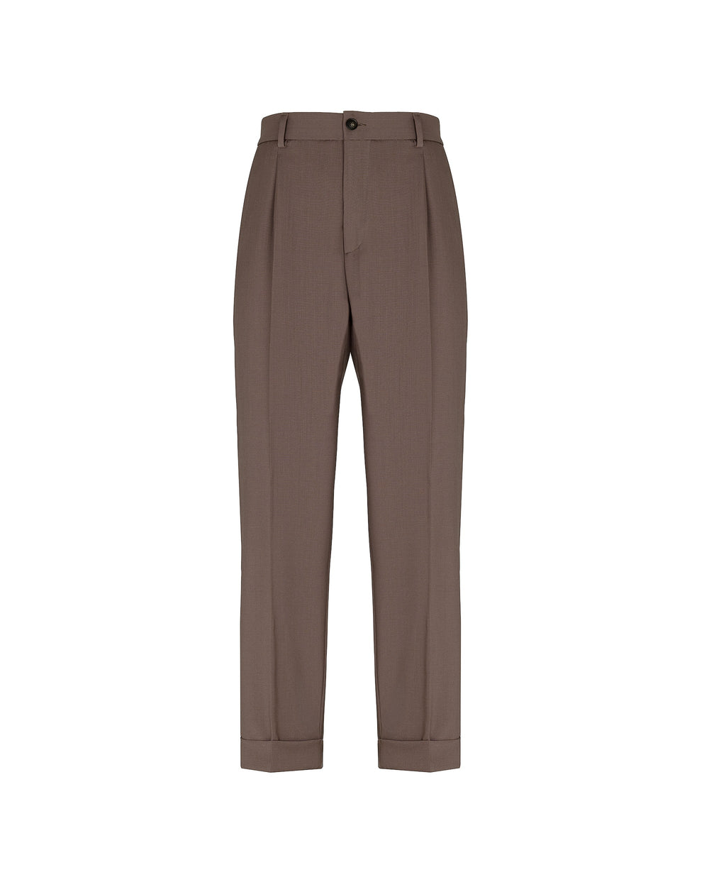 brown chinos with turn ups in cool stretch wool