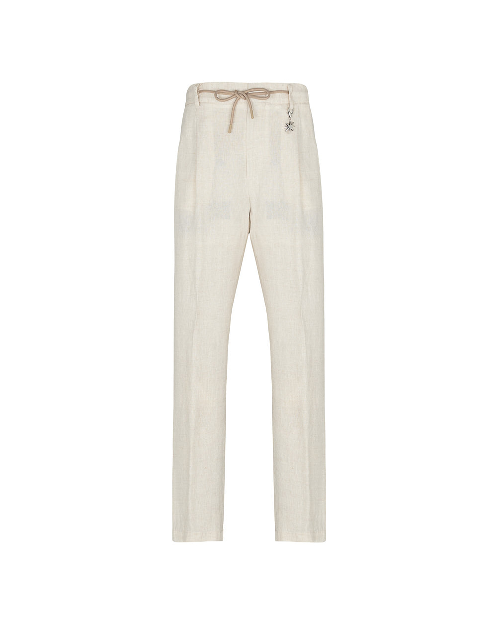 beige washed linen jogging trousers