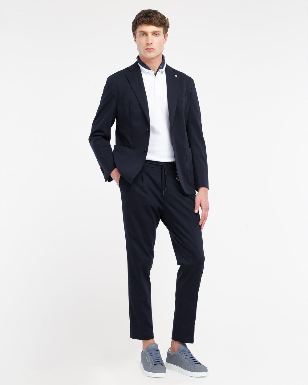 blue milan stitch jersey jogging trousers