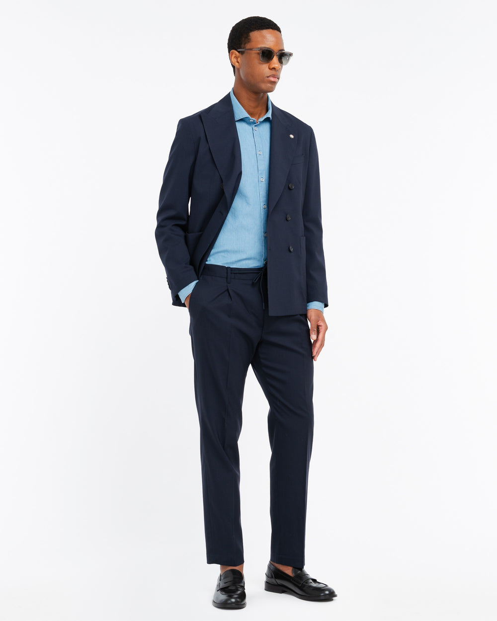 blue cool stretch wool jogging trousers