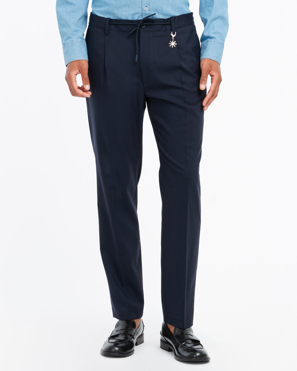 blue cool stretch wool jogging trousers