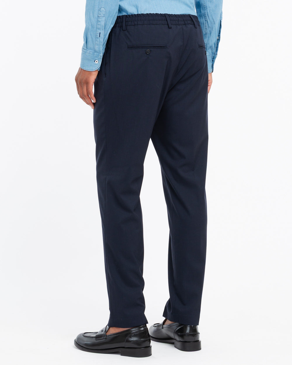 blue cool stretch wool jogging trousers
