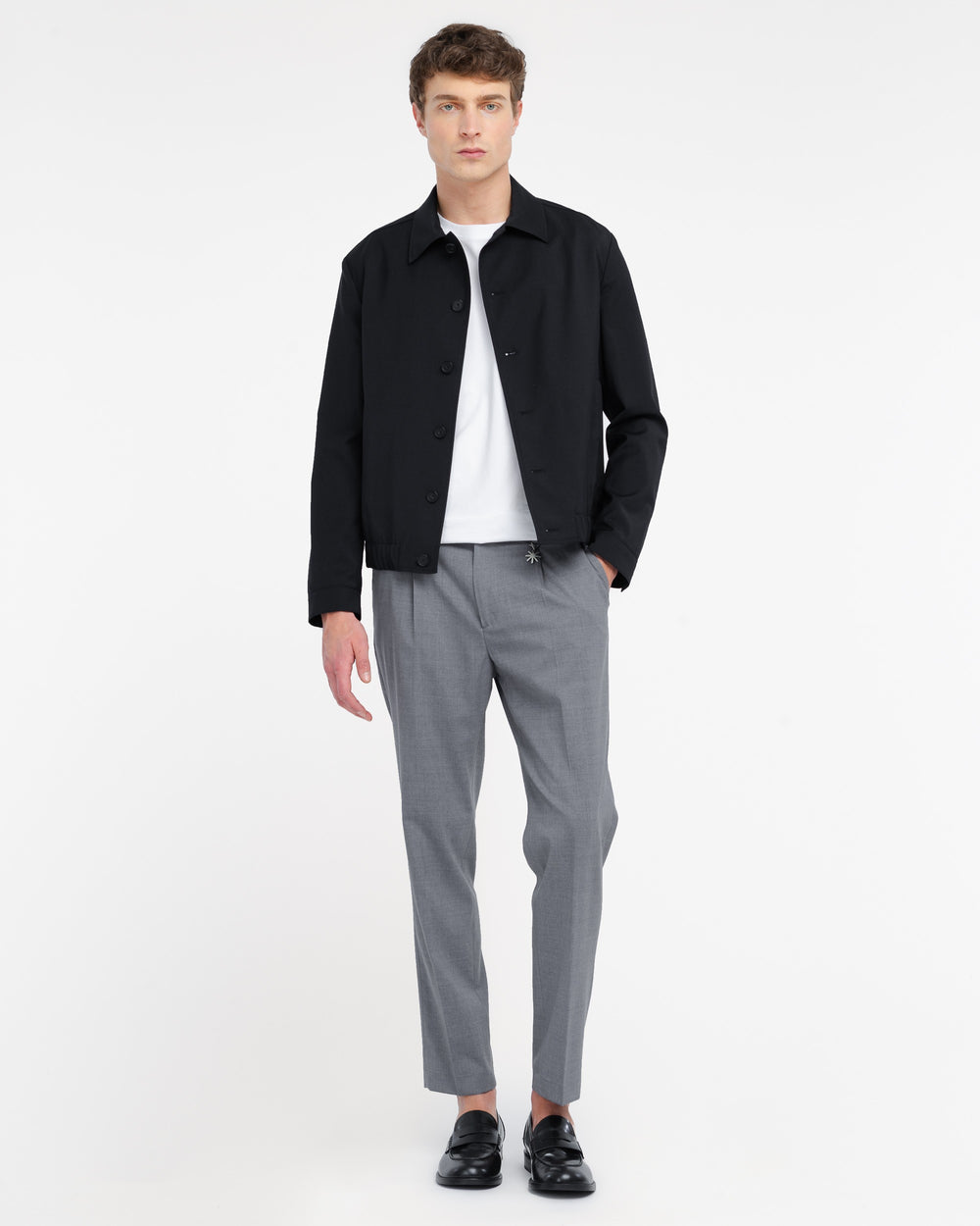 gray cool stretch wool jogging trousers