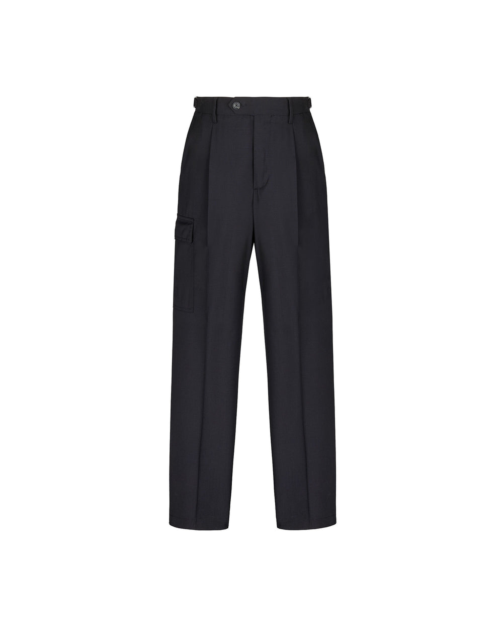 black cool stretch wool cargo trousers