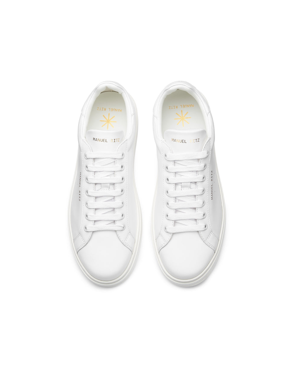 white leather sneakers