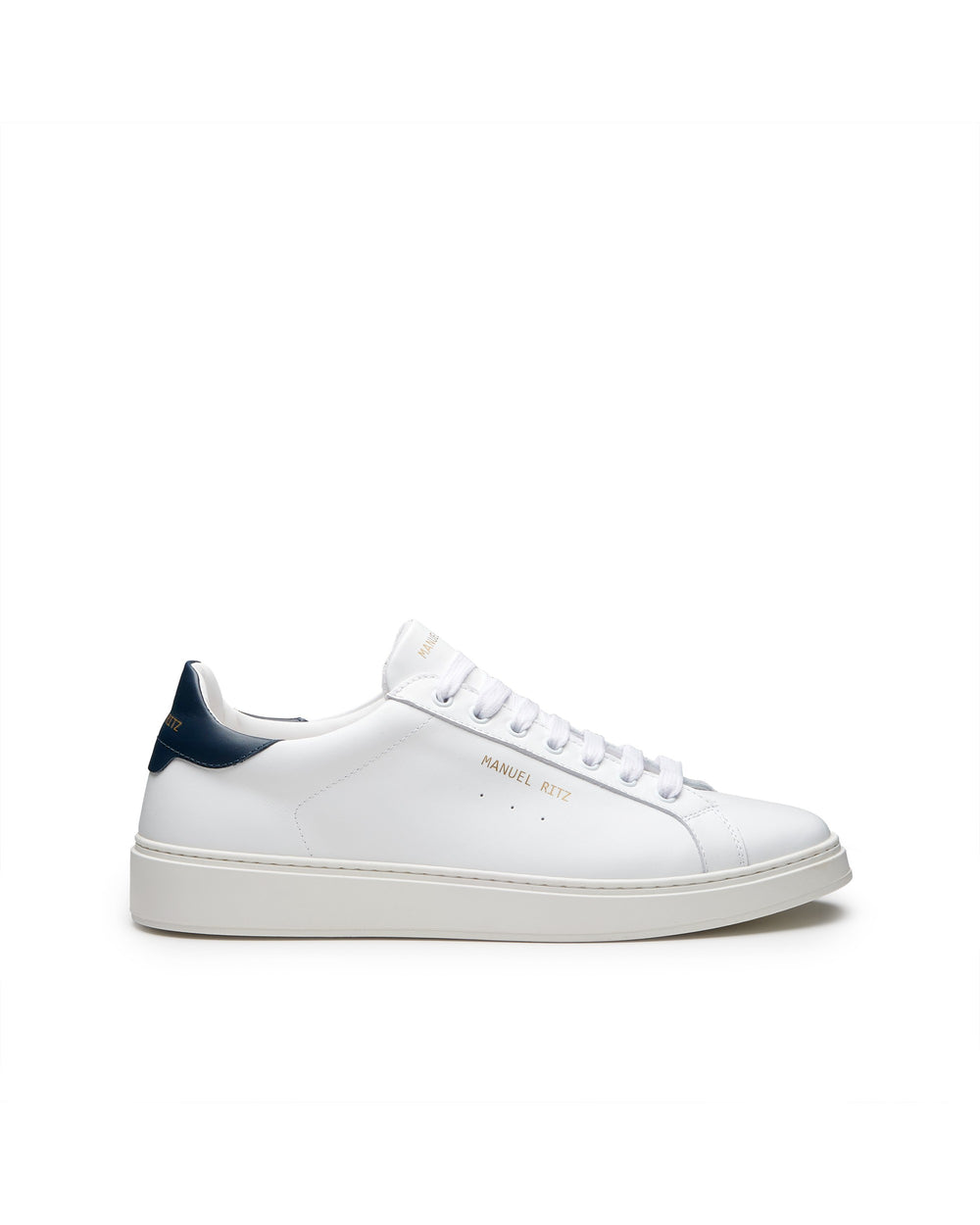 blue leather sneakers