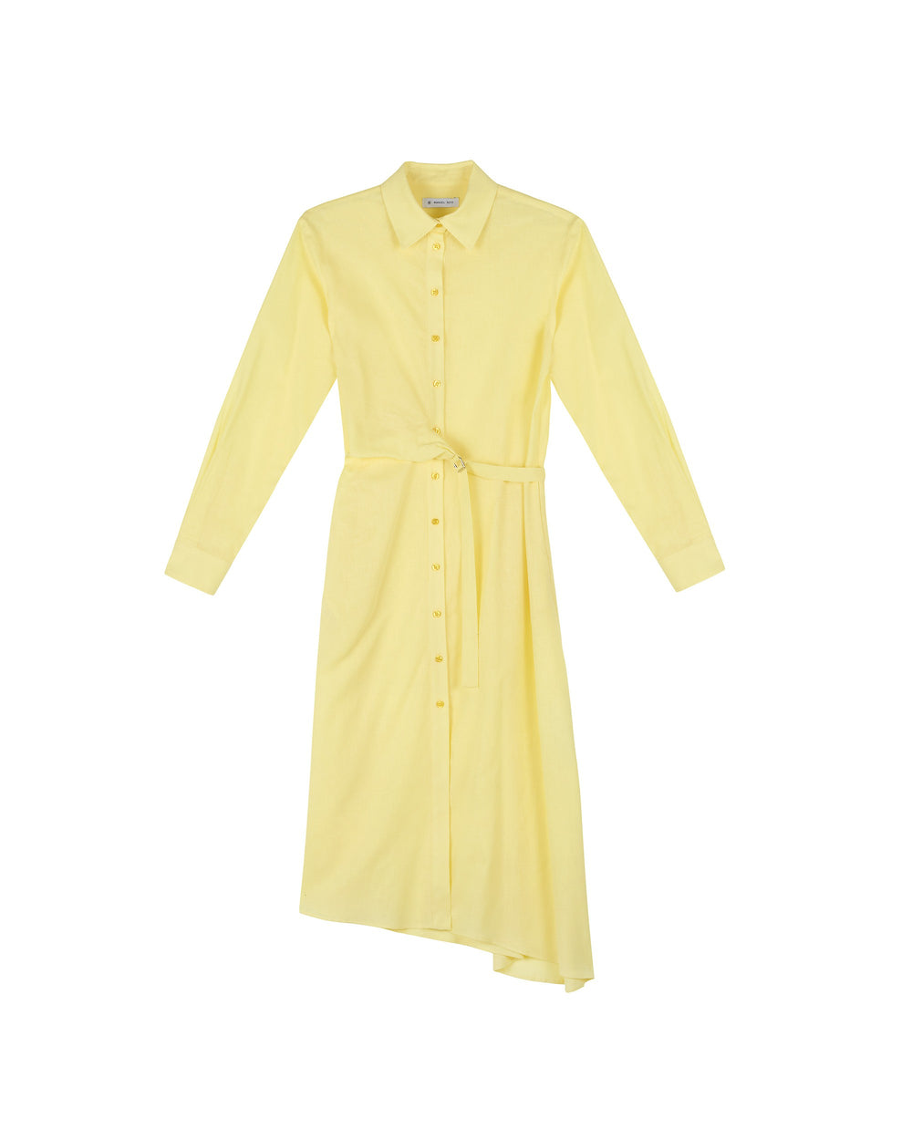 yellow linen cotton shirt dress