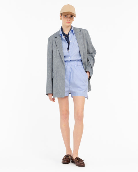 light blue cotton striped bermuda shorts