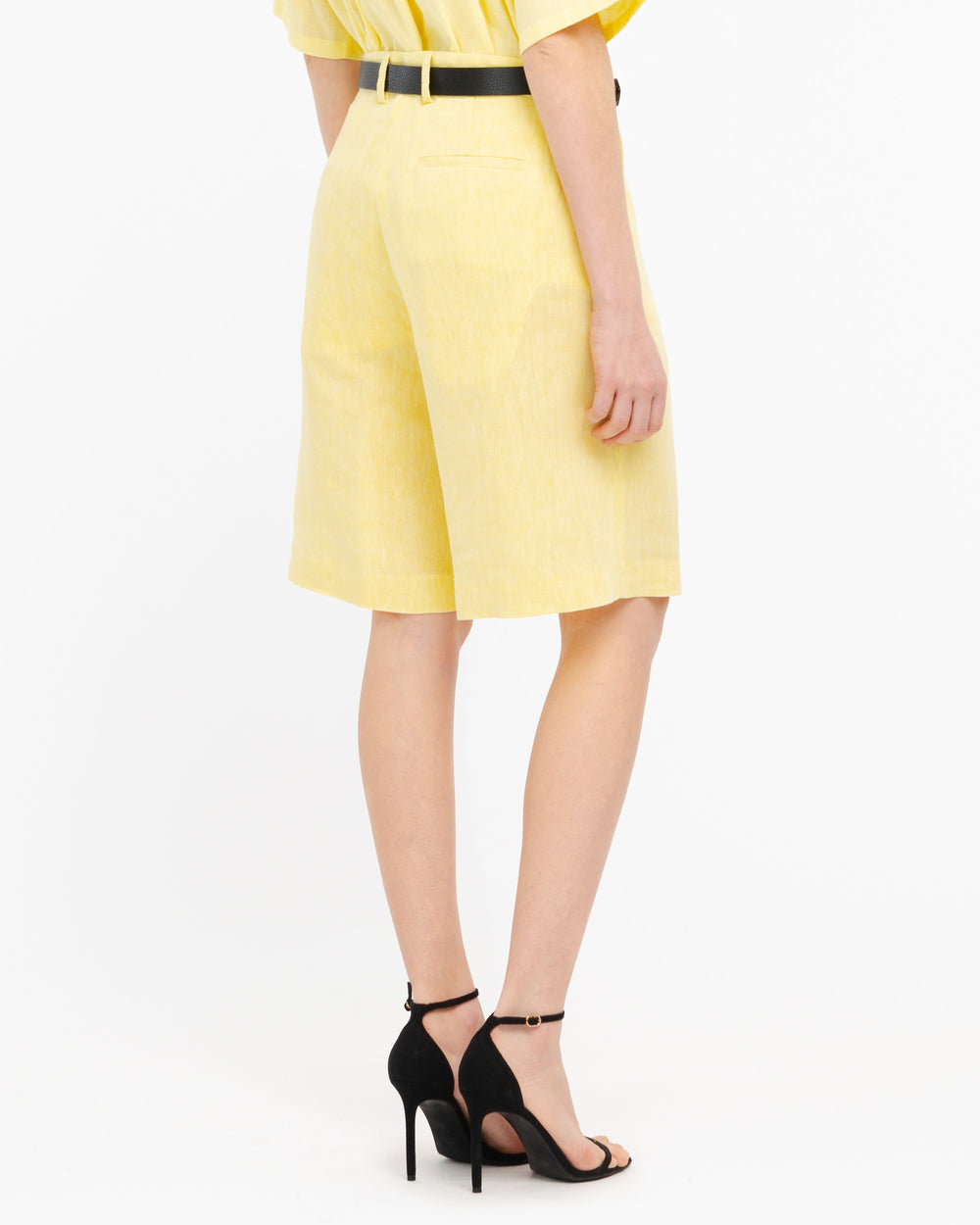 yellow viscose linen bermuda shorts