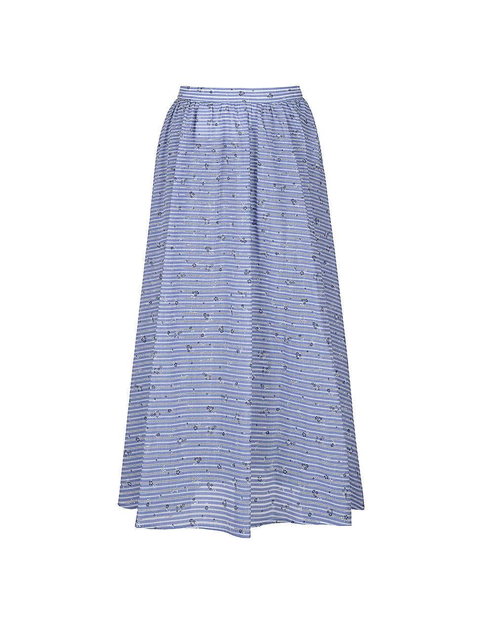 light blue long cotton skirt with floral print