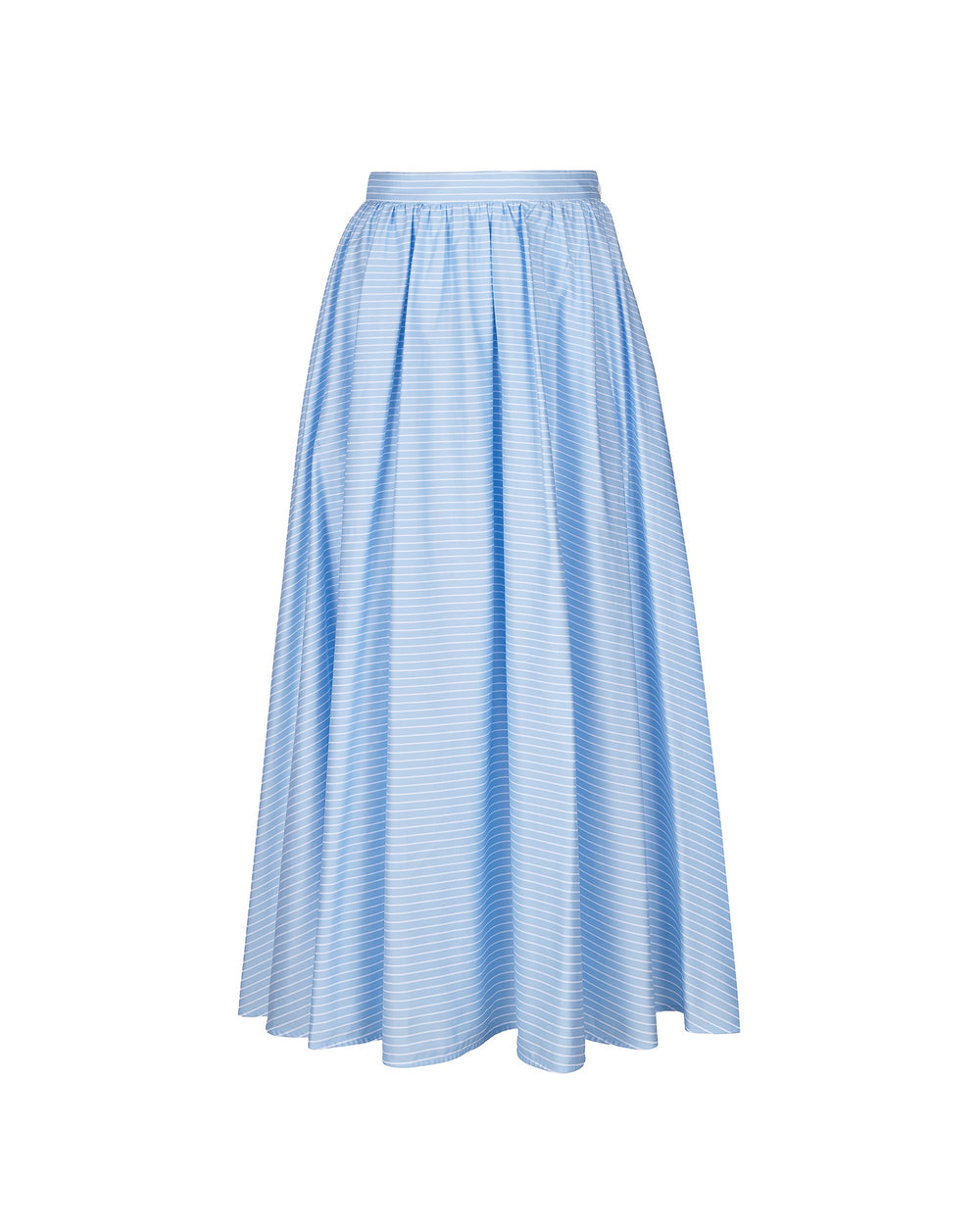 light blue long cotton satin striped skirt