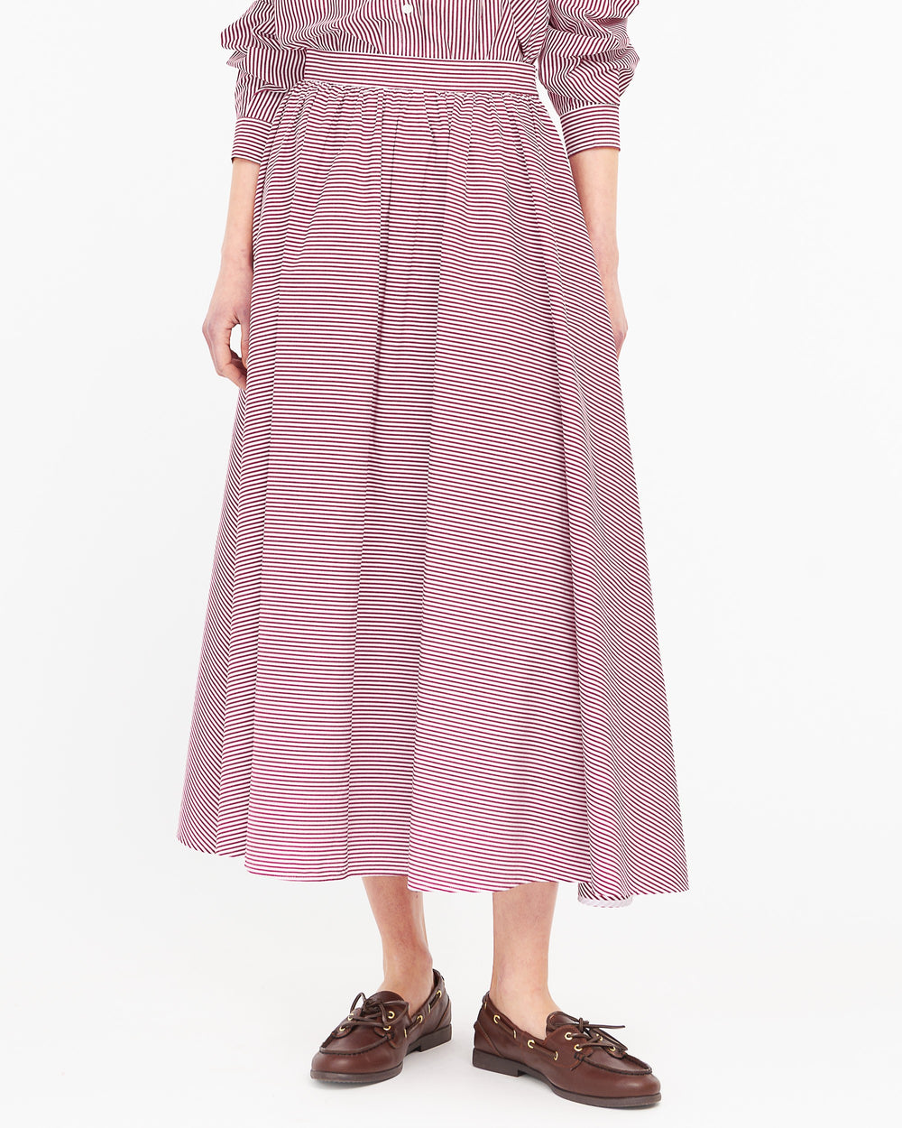 red long striped cotton skirt