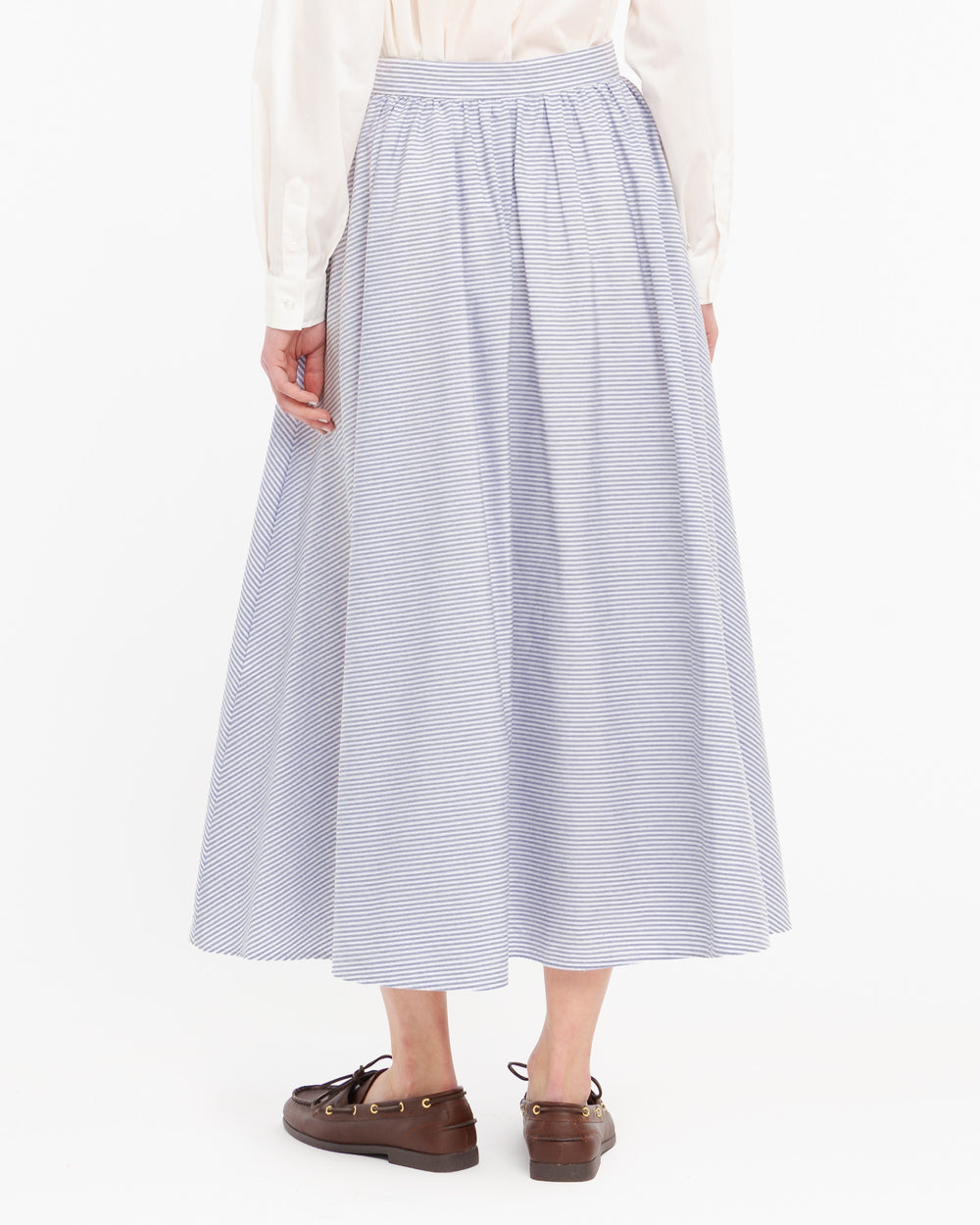 gray long striped cotton skirt