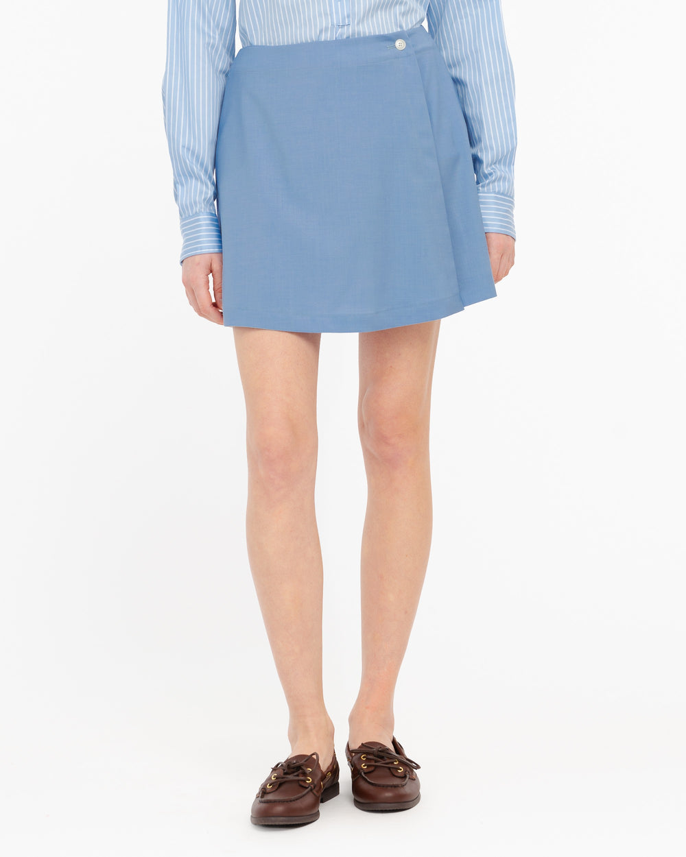 light blue cool stretch wool trouser skirt